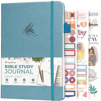 Clever Fox Bible Study Journal, Guide, Supplies for Women A5 Aquamarine - color: Aquamarine, size: A5 (5.8'' x 8.3'')
