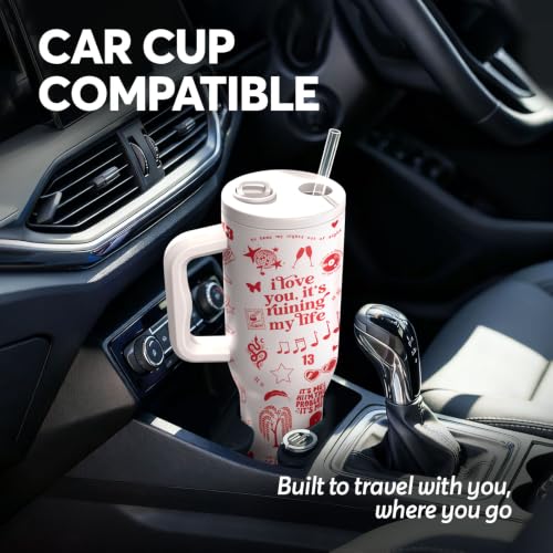34HD Pop Music Tumbler 40oz with Handle & Straw, Gifts for Fans - color: Lyric Quote Era