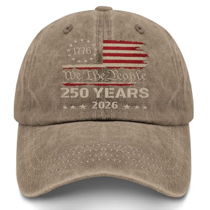 250th Anniversary 250 Years Freedoms Baseball Hat Running Embroidered Cap for - color: Pigment Khaki