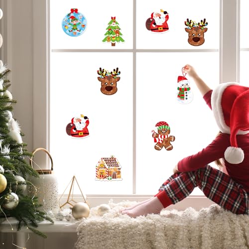 Renbuzhu 36PCS Christmas Crafts Bulk: Xmas Paper Suncatchers DIY Kit for Winter Holiday Activities Decorations, Window Stained Glass Effect Art Ornaments - style: christmas holiday