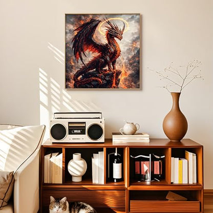 Diamond Art Kits for Adults, Fire Dragon Diamond Painting Kit, 12x16 Inch - color: CYDP1P16