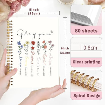 Lacama Bible Journal for Women A5，Christian Gifts for Women - color: God Says You Are-5