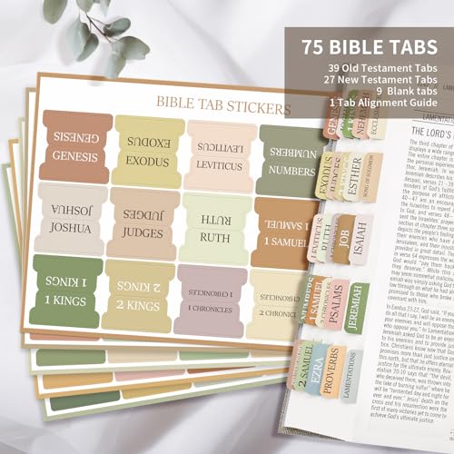 Taja Bible Tabs, 75 Large Print Index Tabs for Women & Men - color: A- Boho