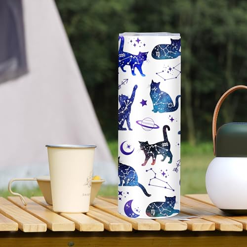 Cat Gifts for Women Constellation Tumbler 20oz Insulated Travel Coffee Mug - color: Astrological Cat