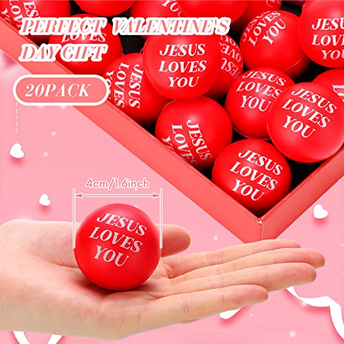 20 Pcs Jesus Loves You Balls Toys Christian Gifts, Red - color: Red