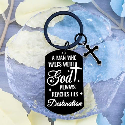 Christian Keychain for Men Bible Verse Cross Keychains Christian Gifts