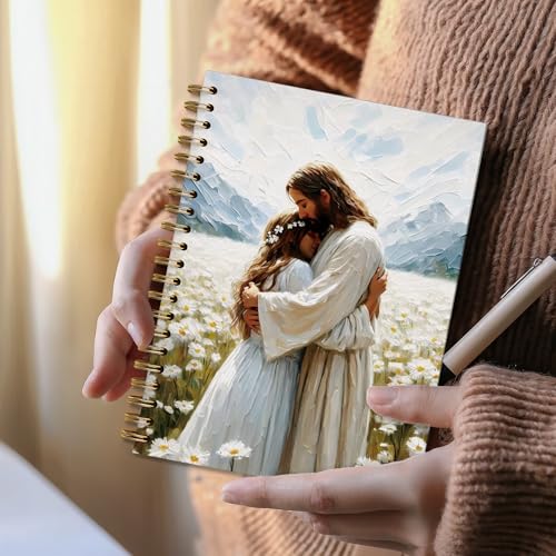 Jesus Holding the Girl Christian Notebook Journal, Church Notes Prayer Journal for Women Girls, Religious Gift Spiral Notebook, 5.5 x 8.3 Inch - color: 08Child