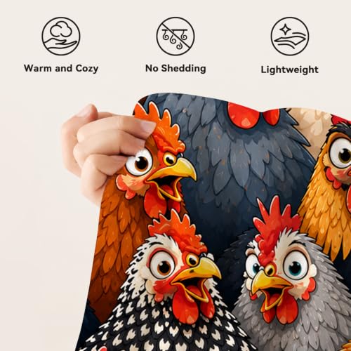 Funny Chicken Throw Blanket Colorful Cartoon Farm Hen Stuff Gifts 60''X80'' - color: Chicken, size: 60''x80''