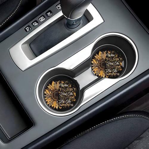 Be The Sunshine Car Cup Holder Coasters 2 Pack 2.63" for Women - color: Gold