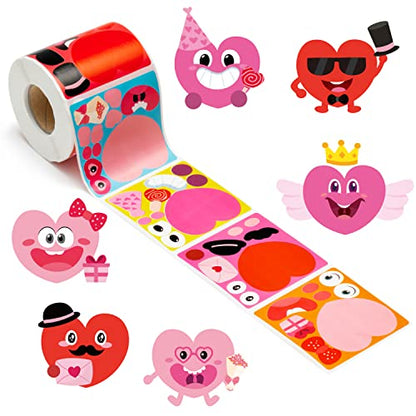 Haooryx Cartoon Heart DIY Sticker, 300 Pcs Make You Own Sweet Heart 1 Roll - style: Valentine's Day Heart-shaped 1Roll