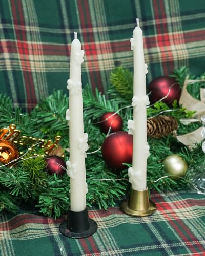 White Taper Candle Candlestick Bow Soy Candles Unscented Wedding Party Wax Unscented Dinner Candle Dripless,10 inch,Set of 4,J1 - color: J1-White