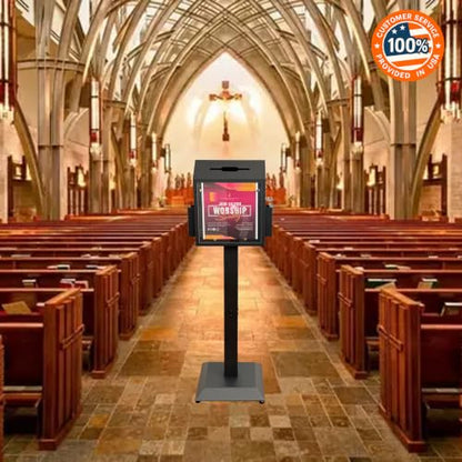 Floor Stand Offering Box, Lockable Donation & Ballot Box, Black - size: Black with Comb-Lock