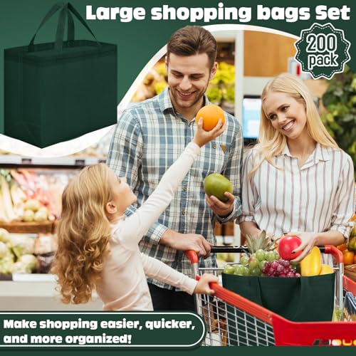 Windyun Reusable Grocery Bags Non Woven with Handles - color: Dark Green