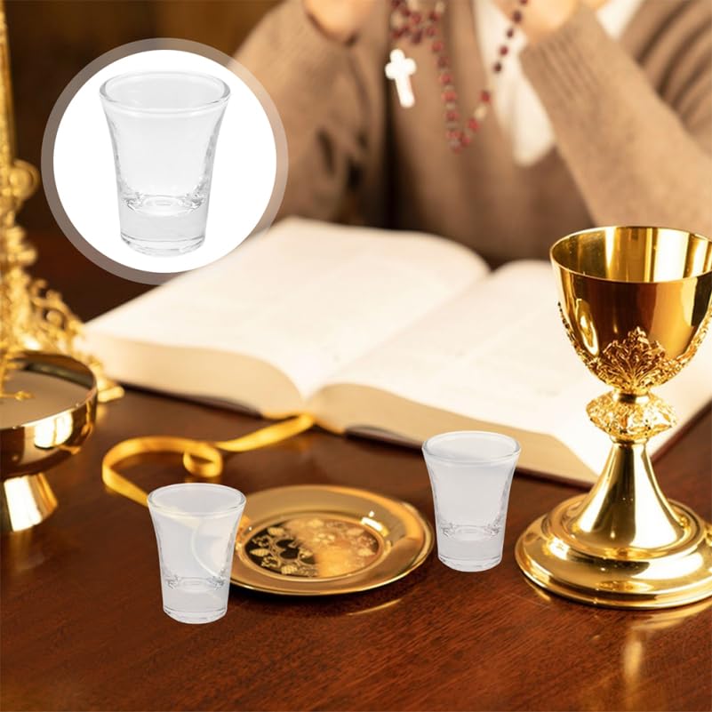 Luxshiny 12-pack Glass Communion Cups for Standard Communion Trays Clear 0.34 oz Mini Chalice Set for Church Services Accessories for Family Gatherings and Parties