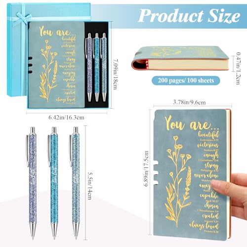 Affrolling 5 Pcs Christian Gifts for Women Church Religious Gifts A6 Bible Leather Notebook Pens with Box Prayer Journal for Men Bible Study Pastor's Wife Godmother Father(Blue) - color: Blue
