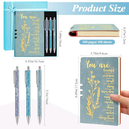 Affrolling 5 Pcs Christian Gifts for Women Church Religious Gifts A6 Bible Leather Notebook Pens with Box Prayer Journal for Men Bible Study Pastor's Wife Godmother Father(Blue) - color: Blue