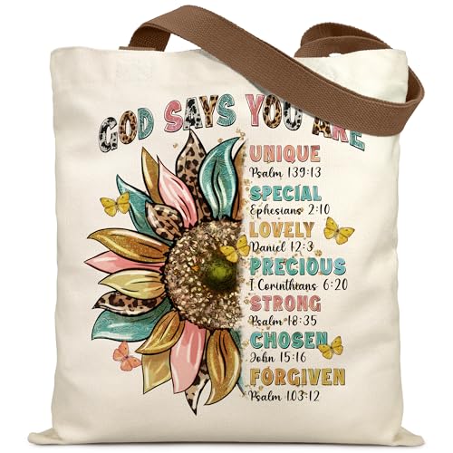 Canvas Tote Bag Aesthetic for Women, Cute Tote Bag with Zipper Pocket, Heavy Duty Reusable Shopping Bags for Grocery - color: 38-christian Bible