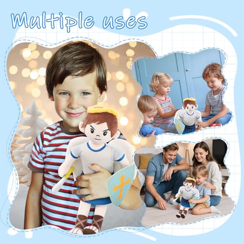 Saint Michael Guardian Angel Plush Doll with Wings, Religious Prayer Figure, First Communion Gift Christmas Easter Decoration Gift for Boys Girls (st Michael)
