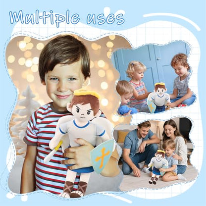 Saint Michael Guardian Angel Plush Doll with Wings, Religious Prayer Figure, First Communion Gift Christmas Easter Decoration Gift for Boys Girls (st Michael)