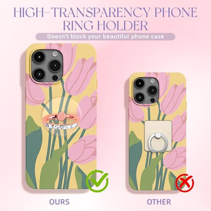 2 Pcs Jsoerpay Clear Phone Ring Holder with Diamond, Rose Gold - color: 2 Rose Gold Diamond