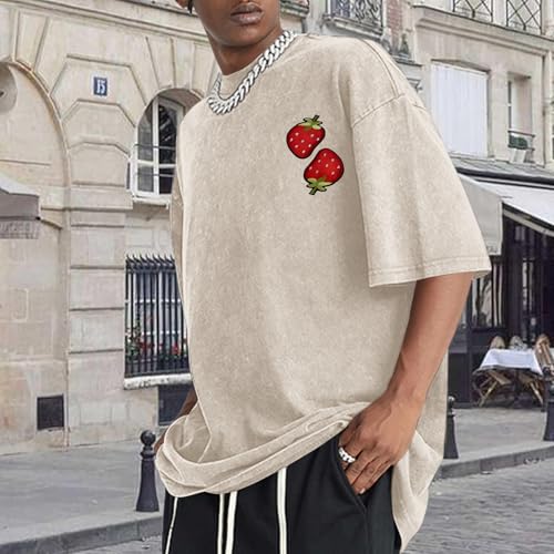 Christian Fruit of The Spirit Shirt for Men Jesus Religious Shirts Oversized Graphic Tees Acid Wash God T-Shirt Tops - color: Apricot, size: Large