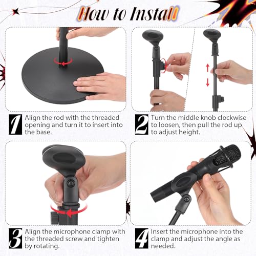 DoubleFill One Hand Microphone Stand with Weighted Heavy Round Base, 3 to 5.3 ft Height Adjustment Microphone Stands, Telescoping Mic Boom Arm, Mic Holder for Singing Concert Performances(1 Pack) - color: Boom Arm