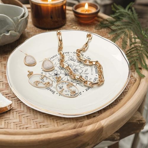 God Says You Are AmazingRing Dish – Christian Ceramic Jewelry Tray for Women, Inspirational Bible Verse Trinket Holder Gift for Her, Religious Baptism Gift - color: You Are Amazing