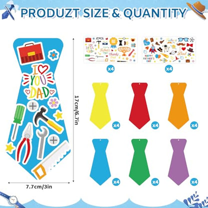 24Pcs Fathers Day Crafts for Kids, Make Your Own Tie DIY Necktie for Dad - style: Fathers Day Tie