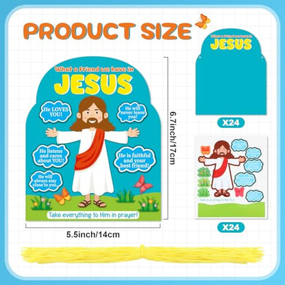 Motipuns 24 Pcs What a Friend We Have in Jesus Craft Kit Jesus Christian Vacation Bible School Crafts for Kids Classroom Sunday School Church Activities Camping Party Favors