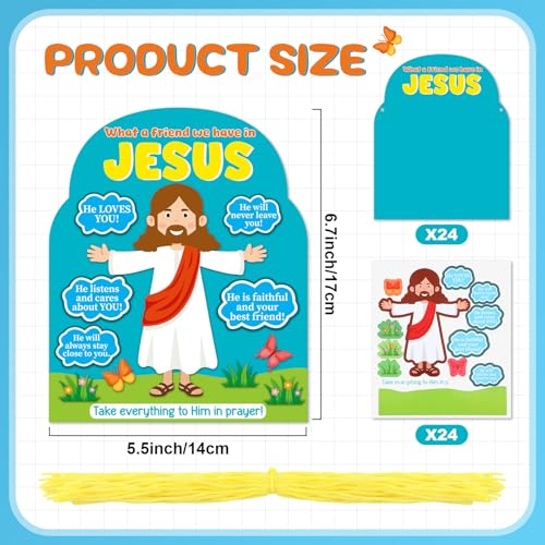 Motipuns 24 Pcs What a Friend We Have in Jesus Craft Kit Jesus Christian Vacation Bible School Crafts for Kids Classroom Sunday School Church Activities Camping Party Favors