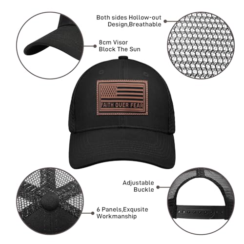 Christian Hats for Men Women, Faith Over Fear Hat - color: Flag Cross