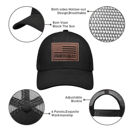 Christian Hats for Men Women, Faith Over Fear Hat - color: Flag Cross