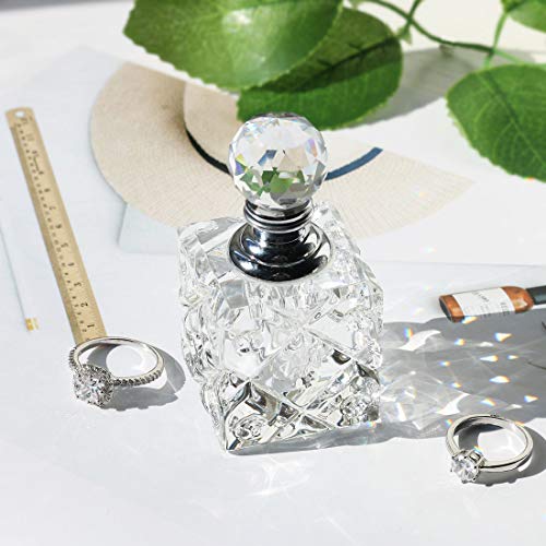 Clear Cubic Carved Crystal Refillable Perfume Bottle Desk Decor - color: Clear 3*