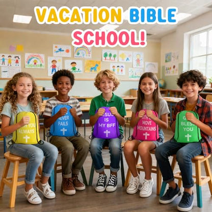 VZZNN 30 Pcs Christian Gifts Drawstring Backpack Bulk Bible Verse Bags Church Supplies String Backpack Cinch Bag Inspirational Religious Jesus Stuff(10 Colors) - color: Style 4
