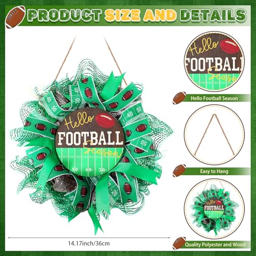 Cinnvoice Football Wreath Artificial Front Door Wreath - style: Football
