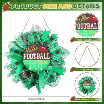 Cinnvoice Football Wreath Artificial Front Door Wreath - style: Football