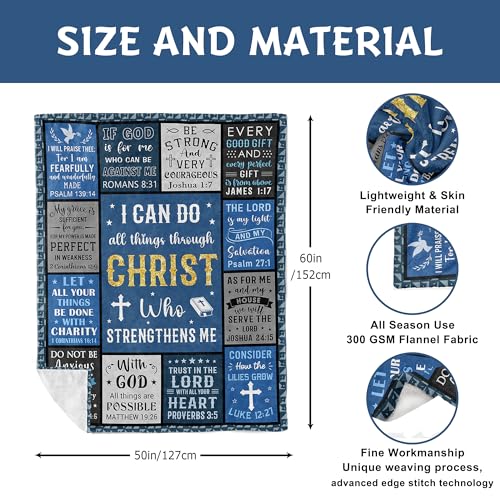 Lcobion Christian Gifts for Men, Religious Baptism Prayer Blanket 50" X 60" - color: Christ Men Gifts, size: 60"*50"