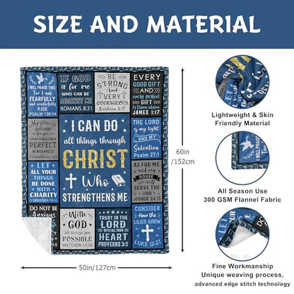 Lcobion Christian Gifts for Men, Religious Baptism Prayer Blanket 50" X 60" - color: Christ Men Gifts, size: 60"*50"