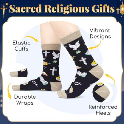 HAPPYPOP Christian Gifts - Religious Bible Socks, Faith Gifts Women Christian Easter Socks - color: Pastor Grey