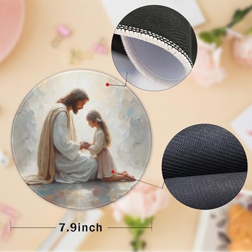 Jesus Praying With Girl Christian Religious Mouse Pad 7.9x7.9 Inch,Christian Jesus Church Prayer Mouse Pads Gift for Women Girls - color: Cute Sloth 26