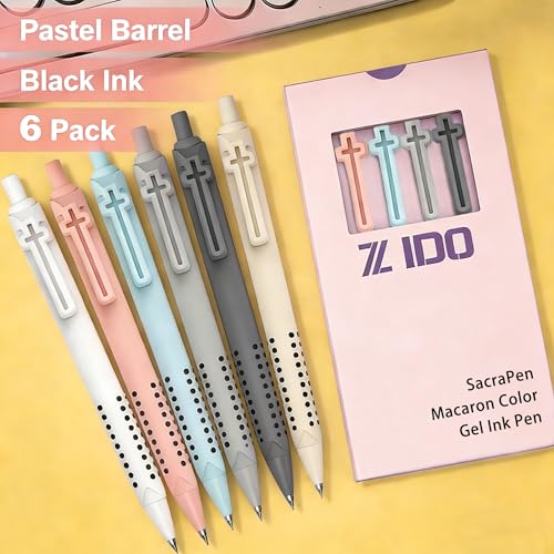 6 Pack Bible Journaling Gel Pens, 0.7mm Black Ink Retractable - color: Morandi-Black Ink
