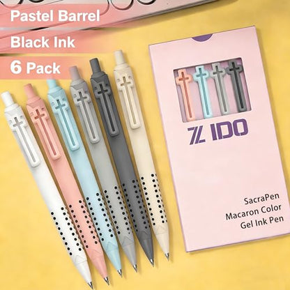 6 Pack Bible Journaling Gel Pens, 0.7mm Black Ink Retractable - color: Morandi-Black Ink