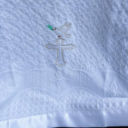 Baptism Blanket Christening Gifts for Girl Boys Soft White Knitted Shawl Receiving Crochet White Baby Blankets Towel for Neutral Newborns Toddler - color: Christening Blanket