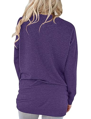 onlypuff Long Sleeve Shirts for Women Fall Fashion Tops Clothing - color: 01 Flowerpurple, size: Medium