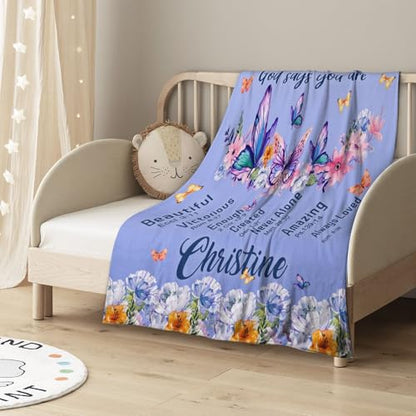 Personalized Baby Blankets with Name Religious Throw Blanket for Girls - color: Design13