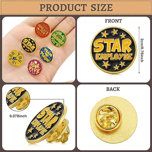 Lyrow 96 Pcs Recognition Pins Bulk Employee Appreciation Lapel Pins 3/4 Inch Recognition Enamel Cheer Gifts for Staff Team Employees Coworkers Caregiver Good Job Gift