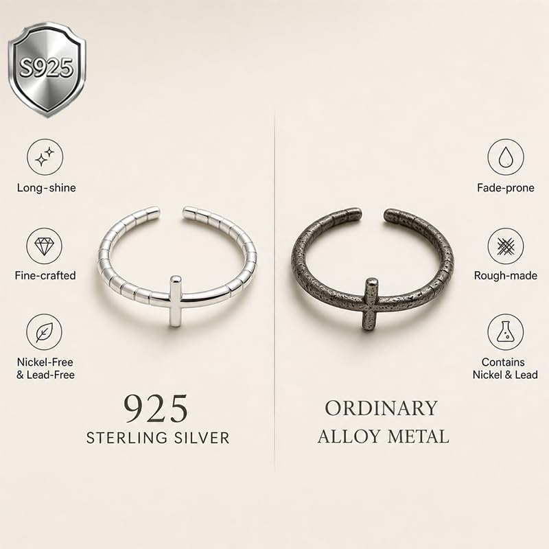 925 Sterling Silver Toe Ring for Women Adjustable Cross Toe Rings - color: Silver