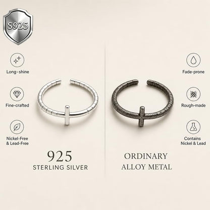 925 Sterling Silver Toe Ring for Women Adjustable Cross Toe Rings - color: Silver