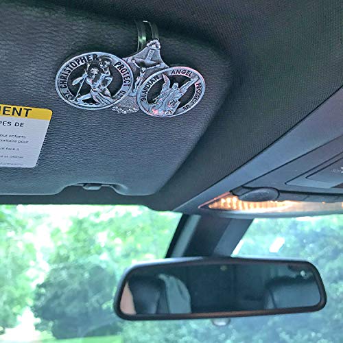 Saint Christopher and Guardian Angel Visor Clip, Christian Car Accessory for New Drivers, 3 Inches, by Cathedral Art