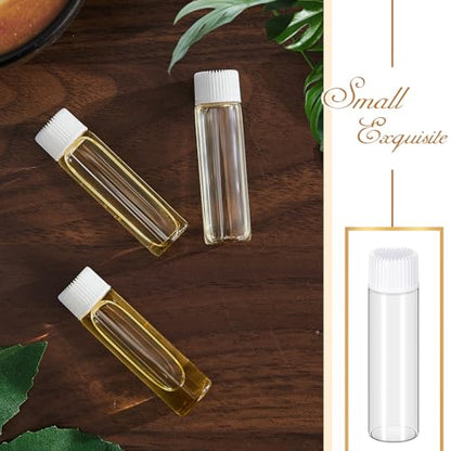 Lallisa 80 Pcs 7 ml Glass Vials with White Screw Caps and Plastic Stoppers, 2 Dram Clear Small Leakproof Bottles Bulk, Mini Liquid Sample Vials for Essential Oils, Sample, DIY Craft - color: Clear with White Cap, size: 7 ml